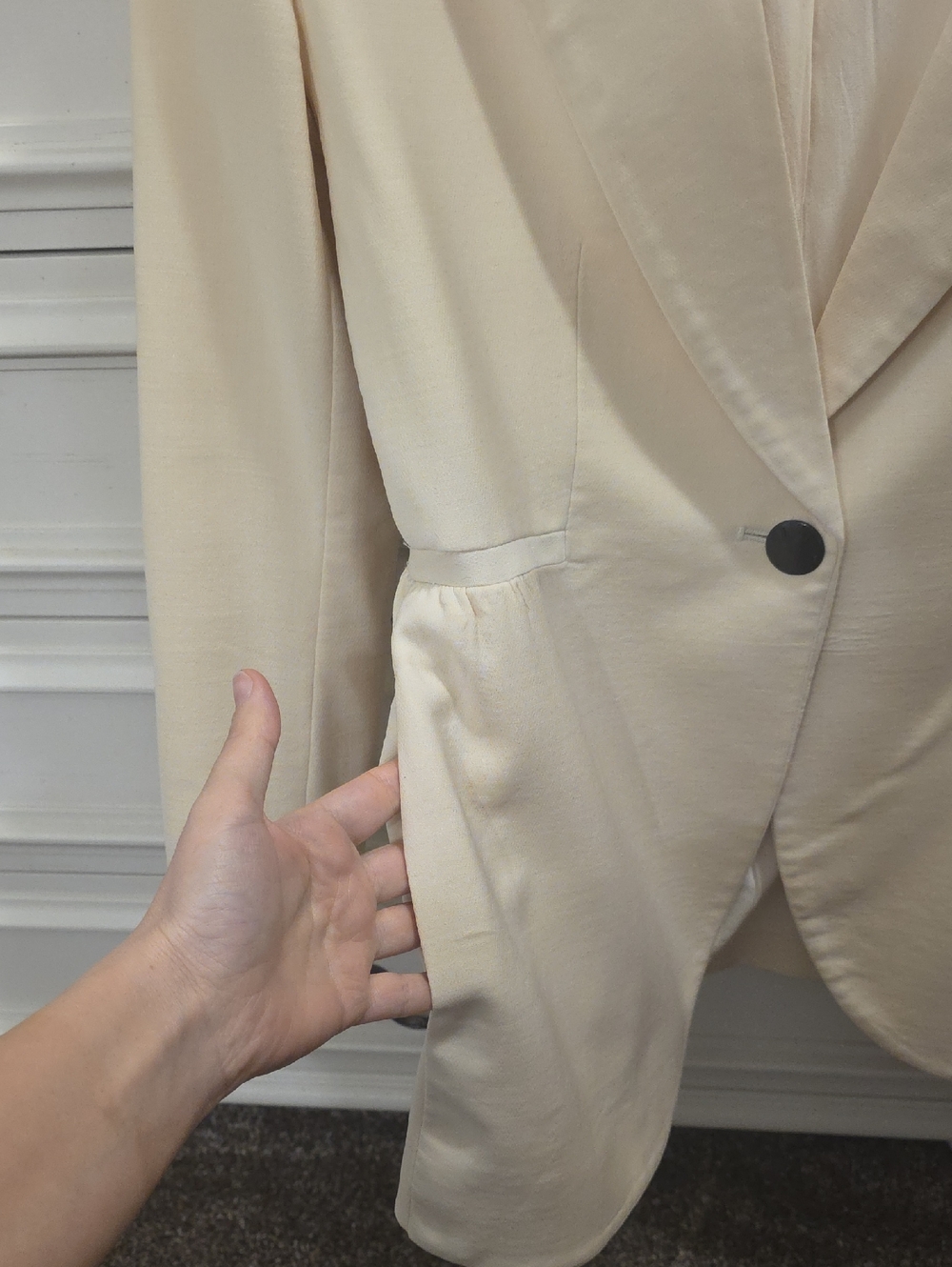 Adam Lippes Cream Single-Button Blazer - Picture 6 of 7